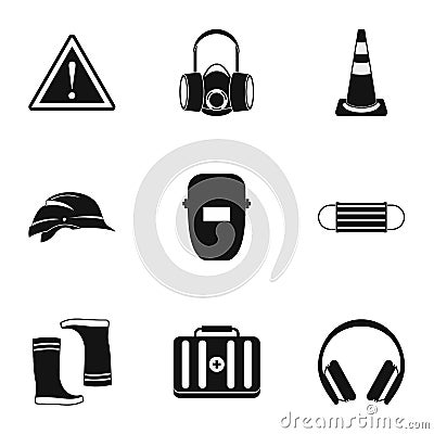 Construction ground icons set, simple style Cartoon Illustration