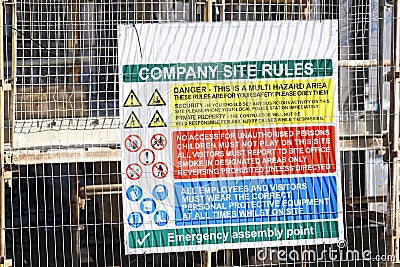 Construction health and safety sign at empty building site Stock Photo