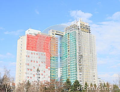 Construction of high prefab house Editorial Stock Photo