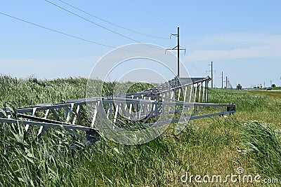 Construction of a high-voltage power line. Stock Photo