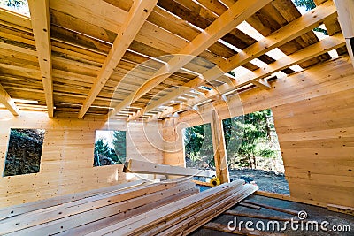 Construction home building industry carpentry in progress Stock Photo