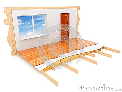 Construction of the house. Isolated 3d Cartoon Illustration