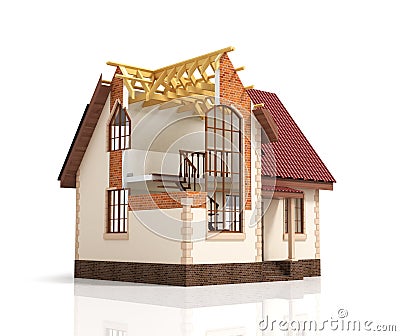 Construction house plan design blend transition illustration. Cartoon Illustration