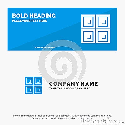 Construction, House, Window SOlid Icon Website Banner and Business Logo Template Vector Illustration