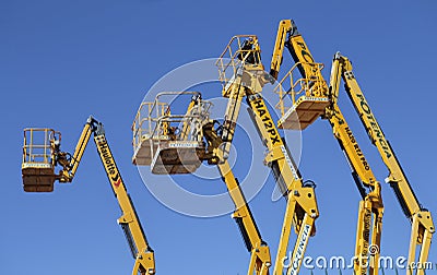 Construction hydraulic lifts Editorial Stock Photo