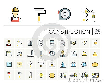Construction, industrial color vector icons Vector Illustration