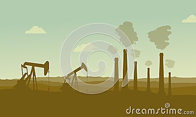 Construction industry silhouette landscape Vector Illustration