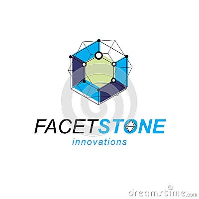 Construction industry symbol. 3D design, abstract vector faceted Vector Illustration