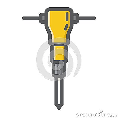 Construction jackhammer filled outline icon Vector Illustration