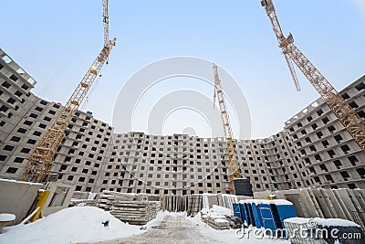 Construction of large apartment houses Stock Photo