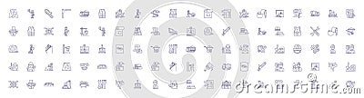 Construction line icons signs set. Design collection of Build, Construct, Constructing, Erect, Fabricate, Framework Vector Illustration