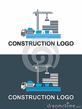 Construction logo. Simplified image of a building infrastructure Vector Illustration