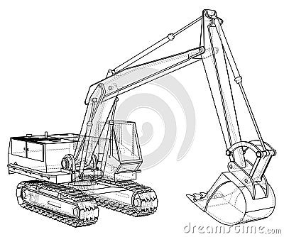 Construction Machine Vehicle. Excavator. EPS10 format. Vector created of 3d. Vector Illustration