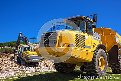 Construction machinery for crushing stone Editorial Stock Photo