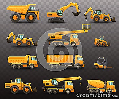 Construction machinery set Vector Illustration