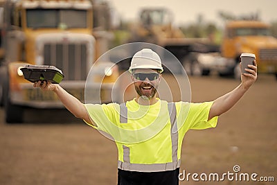 construction man engineer supervisor at building construction area outdoor Stock Photo