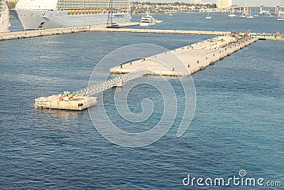 Construction for Marine works this picture for Construction Bert and Jetty, Construction Steel Pipe Pile used Piling Barge for Editorial Stock Photo