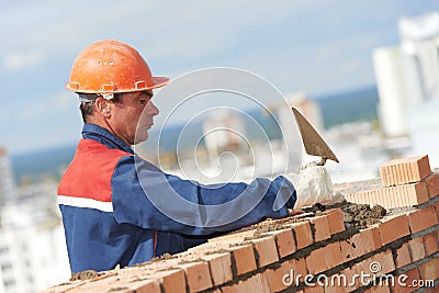 Construction mason worker bricklayer Stock Photo