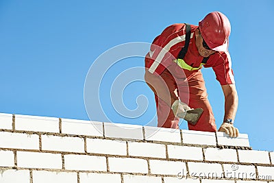 Construction mason worker bricklayer Stock Photo