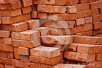 Construction material - stack of bricks Stock Photo