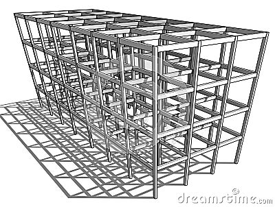 Architectural sketch drawing building model Vector Illustration