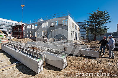Construction Modern Building with concrete and steel Editorial Stock Photo