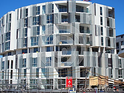 Construction, Modern Oval Multi Level Apartment Building Editorial Stock Photo