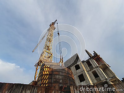 The construction of a monolithic residential building. Stock Photo