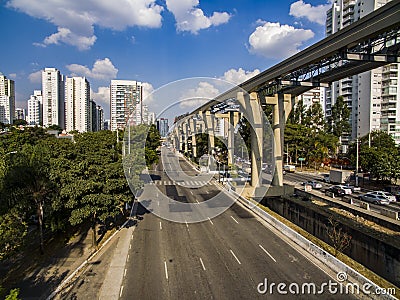 Construction of the monorail system, avenida Jornalista Roberto Marinho, SÃ£o Paulo Editorial Stock Photo
