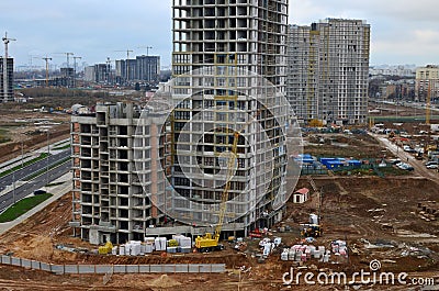 The construction of a multistorey building, Stock Photo