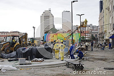 Construction at Olympic fan zone area for Rio2016 Editorial Stock Photo