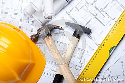 Construction Plans Stock Photo