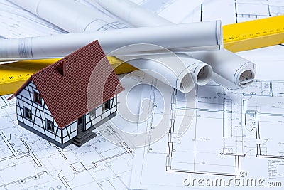 Construction Plans! Stock Photo