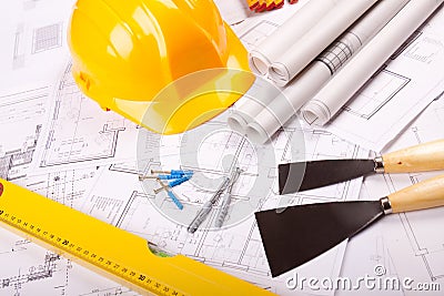 Construction Plans Stock Photo