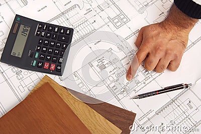 Construction plans Stock Photo