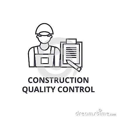 Construction quality control vector line icon, sign, illustration on background, editable strokes Vector Illustration