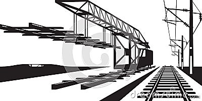 Construction of railway track Vector Illustration