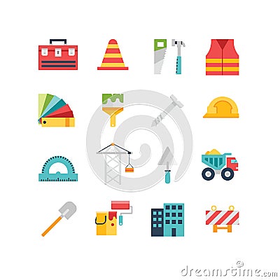 Construction related icons and illustrations Vector Illustration