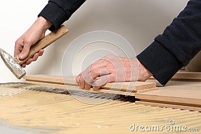 Construction in a renovated room Stock Photo