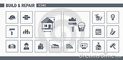 Construction icons set 01 Vector Illustration