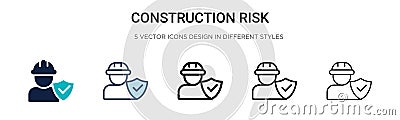 Construction risk icon in filled, thin line, outline and stroke style. Vector illustration of two colored and black construction Vector Illustration