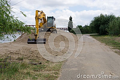 Construction of a road. Earth movement. Stock Photo