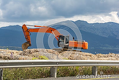 Construction of a road. Earth movement Stock Photo