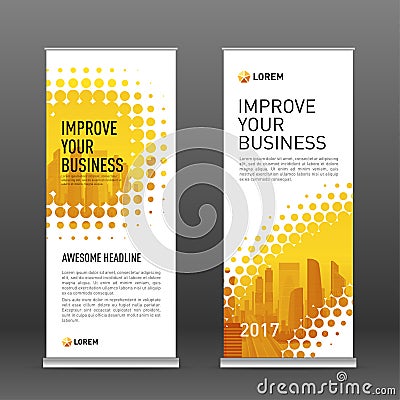 Construction roll up banner design template Vector Illustration