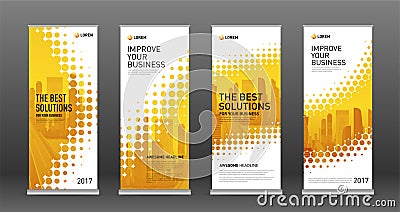 Construction roll up banners design templates set Vector Illustration