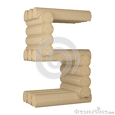 Construction of rounded timber in the figure of number 5 Stock Photo