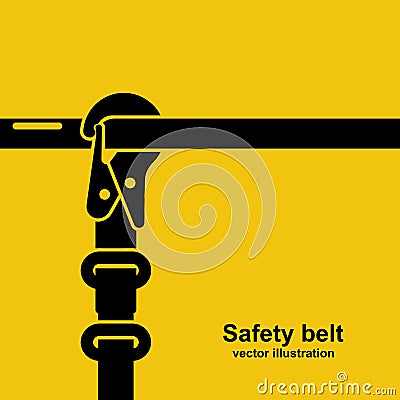 Construction safety belt black icon. Vector Illustration