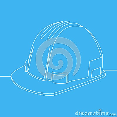 Construction safety helmet line style icon Vector Illustration