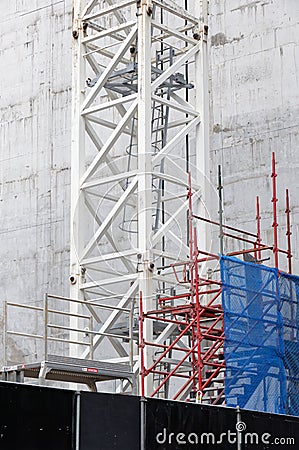 Construction Scaffolding and Safety Cladding Editorial Stock Photo