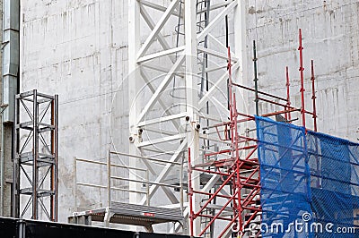 Construction Scaffolding and Safety Cladding Editorial Stock Photo